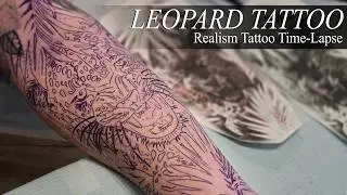 Realistic LEOPARD TATTOO | Black and Grey Tattoo Time-Lapse