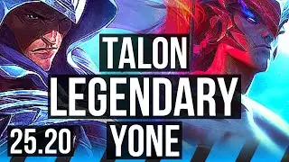 TALON vs YONE (MID) | 9/0/3, Legendary | KR Master | 25.20