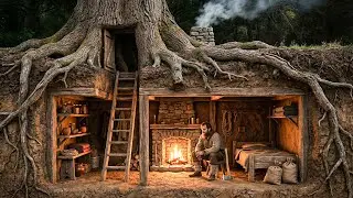 I Built a Secret Base Inside a Giant Hollow Tree in 3 Days.