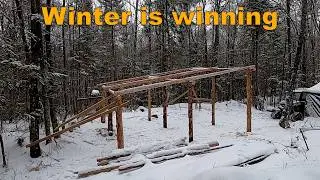 Tractor Shed Part 3   From Tree to Beam - Cold and Snowy