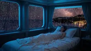 Heavy Rain on Window for Sleeping &mdash; Relaxing Night Ocean View