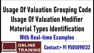 SAP FICO||MM to FI Integration ||Valuation Grouping Code|| Valuation Modifier|| Material Types