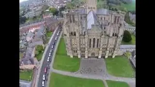 Aerial video of Wells Cathedral