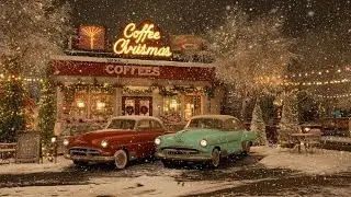Winter Coffee Shop Background Music with Fireplace and Lake View
