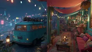 Lofi Nest &ndash; Lofi in Neon Nights for Sleep, Study and Relaxation  ｜Rainfall and Rooftop Lights