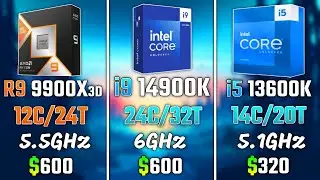RYZEN 9 9900X3D vs INTEL i9-14900K vs INTEL i5-13600K | Test in 6 Games