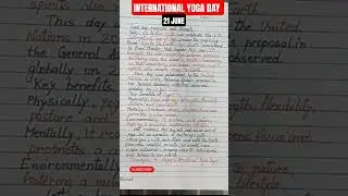 SPEECH ON YOGA INTERNATIONAL YOGA DAY - 21 JUNE #internationalyogaday #english #speech #essay