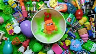 Asmr color balls and various candy container characters, there are capsule, excavator and others