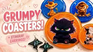 #1 - Super cute grumpy animal resin coasters