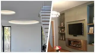 75 Wallpaper Living Space With A Hanging Fireplace Design Ideas You'll Love 🔴
