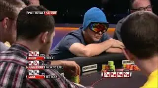 Phil Laak gives hand away on turn against Jason Koon