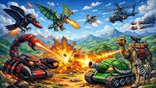MECHA ANIMAL WAR ⚔️ Scorpion vs Snake Tank 🦂🐍 Dragon & Helicopter Battle 🚁🐉 #MechaBattle #AnimalWar 