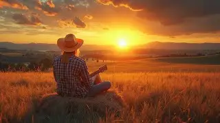 【Countryside Sunset】Calm Acoustic Music / For Relaxation / Study / Work / Sleep / Drive 🌾🎸