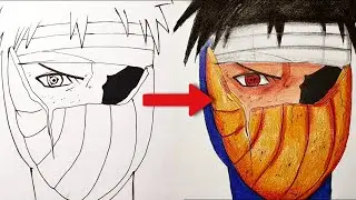 Obito Uchiha Drawing 🖤 | Easy Naruto Fanart Tutorial ✏️🔥