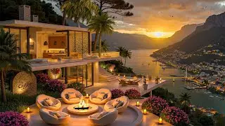 Smooth Piano Jazz 🌇 Luxury Terrace Coffee with Calm Night City View | Study & Relaxing Jazz Playlist