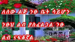 ለሰው ልጅ ንፁ ቤት ሳይሆን ንፁህ ልብ ያስፈልጋል ንፁ ልብ ናፍቆኛል😭😭
