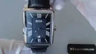 Men's Black Hugo Boss Rectangular Date Watch 1512425