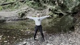 Standing Medicine for Sitting Disease - Stick Stretching in the Forest with 6 ft Stick