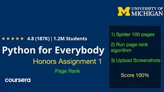 Python For Everybody Honors recognition Assignment 1| Spider | Page rank algorithm | Coursera py4e