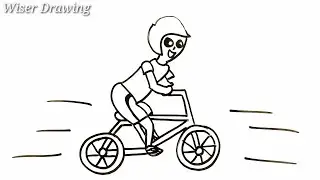 How to Draw a Boy Riding Bicycle Step by Step for Kids (Easy Drawing Tutorial)