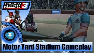 Super Mega Baseball 3 Motor Yard Stadium Day Time Gameplay Grapplers vs Nemesis PS4 Pro