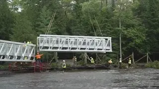 Pedestrian bridge installed at Lower Tahquamenon Falls
