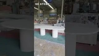 Italian Super White Travertine Dining Table #travertine #travertinediningtable #diningtable