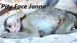 Oooh So Skinny Janna! Very Pity Adorable Baby Monkey Janna So Weak | Thinking When I Can Playing