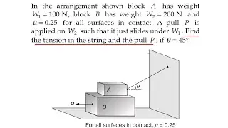 Find Pulling Force P and Tension in String | Blocks Just Slide Over Each Other | JEE Main & Advanced
