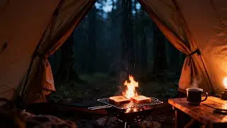 Rain & Campfire Sounds | Cozy Night in a Forest Tent