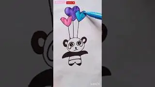 Cute Panda 🐼 easy drawing Step by Step #trending #art #drawing #love #panda #cartoon #kids #howto