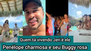 Lucas Guimarães encontra os amigos no Beach club com Buggy rosa e é tratado com carinho por todos 