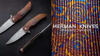 FOLDING KNIFE FOLDER DRAGONFLY #0479 DAMASTEEL TIMASCUS FULL DRESS HERMAN KNIVES