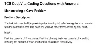 TCS CodeVita Python Coding Question *Maneuvering a Cave Problem* Answer #tcscodevita #tcs #python