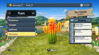 PVZ GW1 Gameplay Fire Cactus (No Commentary)