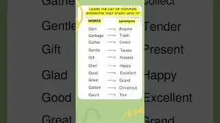 Everyday English: Everyday Synonyms for Common 'G' Words