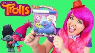 Coloring Trolls Poppy, Branch, DJ Suki Magic Ink Coloring Book Imagine Ink Marker | KiMMi THE CLOWN