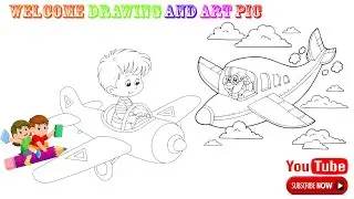 HOW TO DRAW-CUTE PILOT BOY GIRL-CUTE PLANE-CUTE BOY GIRL-EASILY| DRAWING AND ART PIC
