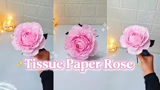 How to make Pink Rose from Tissue Paper | DIY| Tissue Paper Rose making step by step easy Tutorial 