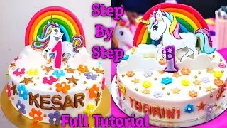 1st Birthday Unicorn Cake For Baby Girls | How To Make A Unicorn Cake | Unicorn In A Rainbow Cake