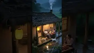 Rainy Night in the Village 🌧 | Grandpa, Grandma & the Radio #shorts #slowliving  #scenery