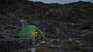NOT SOLO CAMPING in RAIN by RIVER & LAKE Austria Alps [ comfort tent setup with enough food | ASMR ]