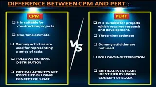 difference between pert and cpm || pert vs cpm