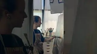Working on a new large cityscape painting