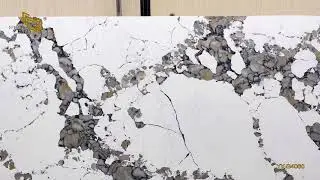 Marble Quartz Slab with Bold Grey Black Golden Veins for Countertops B4060