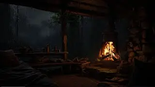 99% INSTANTLY FALL ASLEEP 😴 Deep Mountain Rain & Fireplace Echoes Inside a Quiet Cave Cabin🌧️🔥