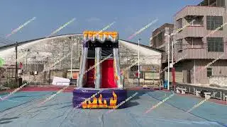 7x3x5m Flame Commercial Grade Water Slide Bounceland Inflatable Double Water Slide With Splash Pool