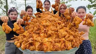 Amazing cooking deep fried chicken and stir fried rice recipe