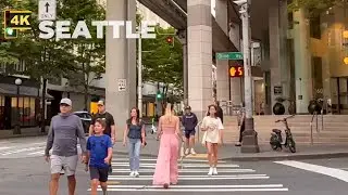 [4K] SEATTLE City Walk: DOWNTOWN Virtual Tour - 5th Ave Space Needle to Westlake - USA Travel Video