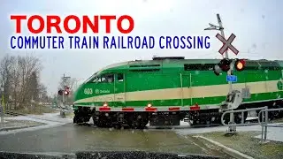Toronto Commuter Train: GO Train at Railway (Railroad) Crossing
